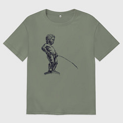 Футболка оверсайз женская Писающий мальчик, цвет: авокадо