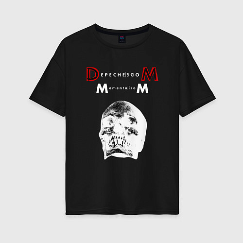 Женская футболка оверсайз Depeche Mode 2023 Memento Mori - White Skull 01 / Черный – фото 1