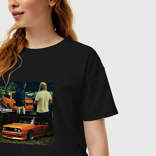 Женская футболка оверсайз Frank Ocean - BMW M3 E30 / Черный – фото 3