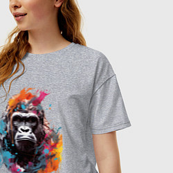 Футболка оверсайз женская Граффити с гориллой, цвет: меланж — фото 2