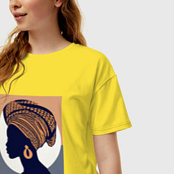 Футболка оверсайз женская Африканка в профиль, цвет: желтый — фото 2