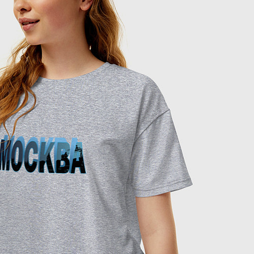 Женская футболка оверсайз Москва тень города / Меланж – фото 3