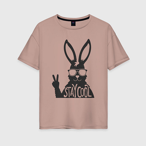 Женская футболка оверсайз Stay cool rabbit / Пыльно-розовый – фото 1