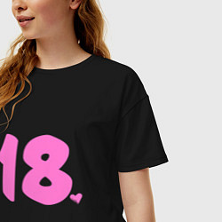 Футболка оверсайз женская 18 лет в розовом цвете, цвет: черный — фото 2