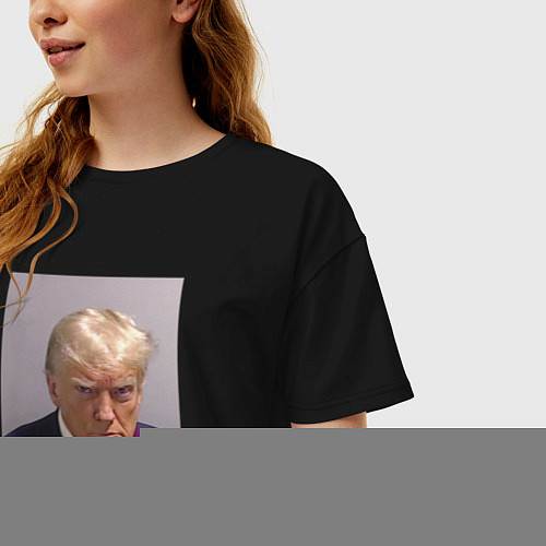 Женская футболка оверсайз Трамп в тюрьме / Черный – фото 3