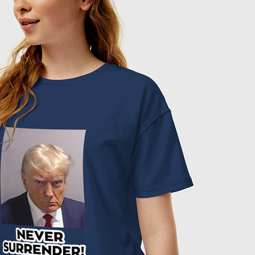 Женская футболка оверсайз Трамп в тюрьме / Тёмно-синий – фото 3