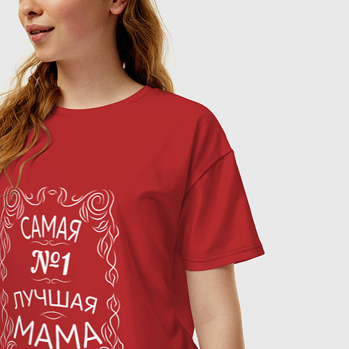 Женская футболка оверсайз Мама номер 1 / Красный – фото 3
