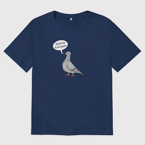 Женская футболка оверсайз Голубь с надписью / Тёмно-синий – фото 1