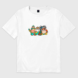 Женская футболка оверсайз Три хиппи гнома летнее приключение