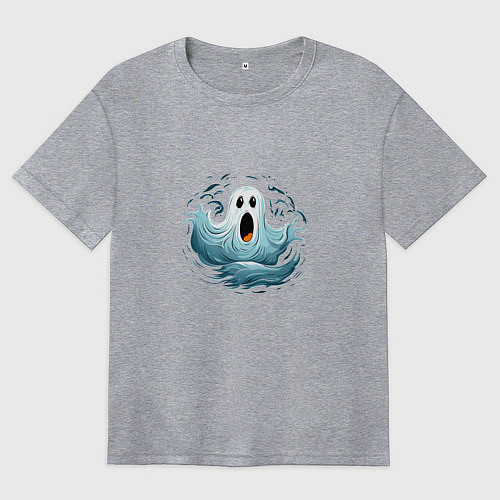 Женская футболка оверсайз Привидение на хэллоуин / Меланж – фото 1