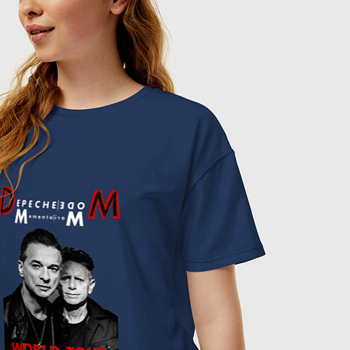 Женская футболка оверсайз Depeche Mode - Memento Mori Dave and Martin / Тёмно-синий – фото 3