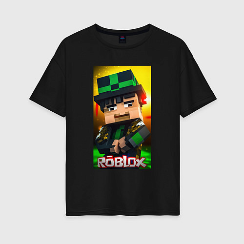 Женская футболка оверсайз Roblox green man / Черный – фото 1