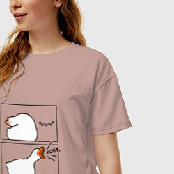 Футболка оверсайз женская Орущий гусь, цвет: пыльно-розовый — фото 2