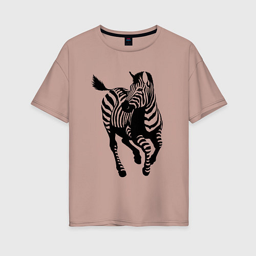 Женская футболка оверсайз Зебра скачет / Пыльно-розовый – фото 1