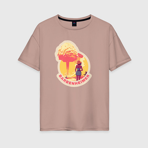 Женская футболка оверсайз Барби смотрит на гриб - Барбигеймер / Пыльно-розовый – фото 1