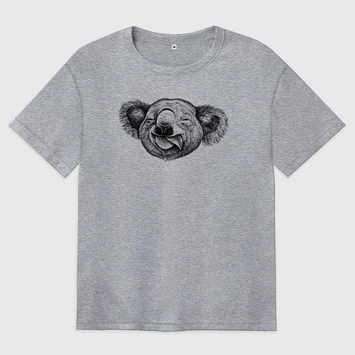 Женская футболка оверсайз Коала голова / Меланж – фото 1