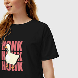 Футболка оверсайз женская Гусь с ножом - Untitled Goose Game, цвет: черный — фото 2