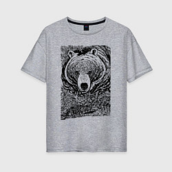 Женская футболка оверсайз Хозяин русского леса - медведь