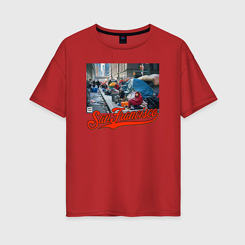 Женская футболка оверсайз Сан Франциско / Красный – фото 1