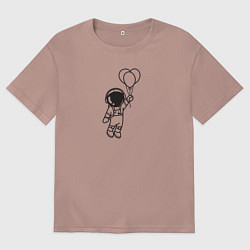 Женская футболка оверсайз Косонавт на воздушном шарике