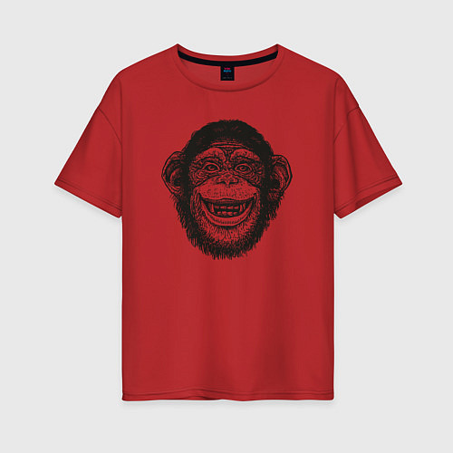 Женская футболка оверсайз Smile monkey / Красный – фото 1