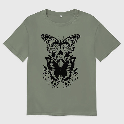 Женская футболка оверсайз Две бабочки - татуировка / Авокадо – фото 1