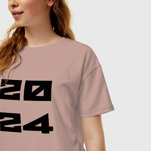 Женская футболка оверсайз 2024 год надпись / Пыльно-розовый – фото 3