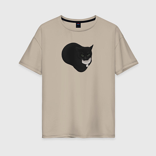 Женская футболка оверсайз Maxwell cat / Миндальный – фото 1