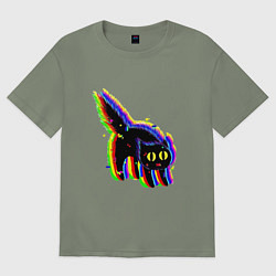 Футболка оверсайз женская Глюк кот - Technical Glitch, цвет: авокадо