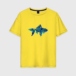 Футболка оверсайз женская Морская рыбка из мозаики, цвет: желтый