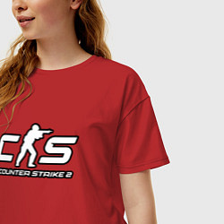 Футболка оверсайз женская КС 2 лого, цвет: красный — фото 2