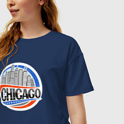 Футболка оверсайз женская Chicago, цвет: тёмно-синий — фото 2