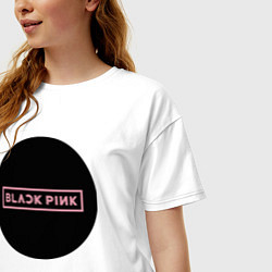 Футболка оверсайз женская Black pink - logotype - group - South Korea, цвет: белый — фото 2