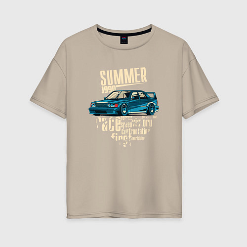 Женская футболка оверсайз Mercedes-Benz 190E Summer / Миндальный – фото 1