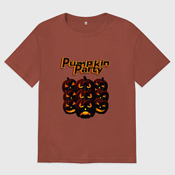 Футболка оверсайз женская Хэллоуин тусовка, цвет: кирпичный