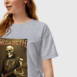 Футболка оверсайз женская Megadeth - skeleton - heavy metal, цвет: меланж — фото 2