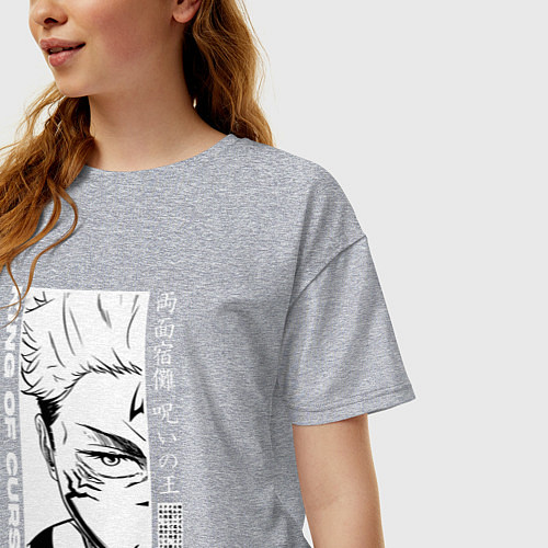 Женская футболка оверсайз Сукуна король проклятий / Меланж – фото 3
