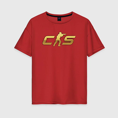 Женская футболка оверсайз CS 2 gold logo / Красный – фото 1