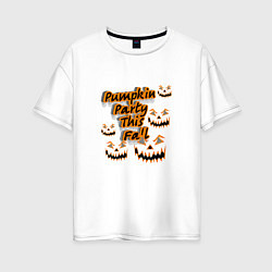 Женская футболка оверсайз Хэллоуин тыквенная вечеринка
