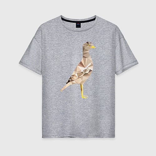Женская футболка оверсайз Авдотка птица в стиле Low Poly / Меланж – фото 1