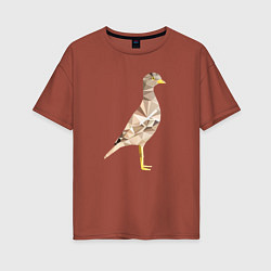 Футболка оверсайз женская Авдотка птица в стиле Low Poly, цвет: кирпичный