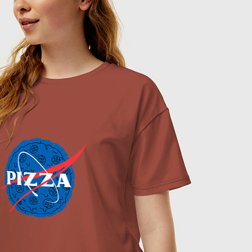 Женская футболка оверсайз Pizza x NASA / Кирпичный – фото 3