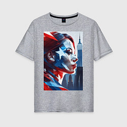 Женская футболка оверсайз Девушка и Нью-Йорк - двойная экспозиция