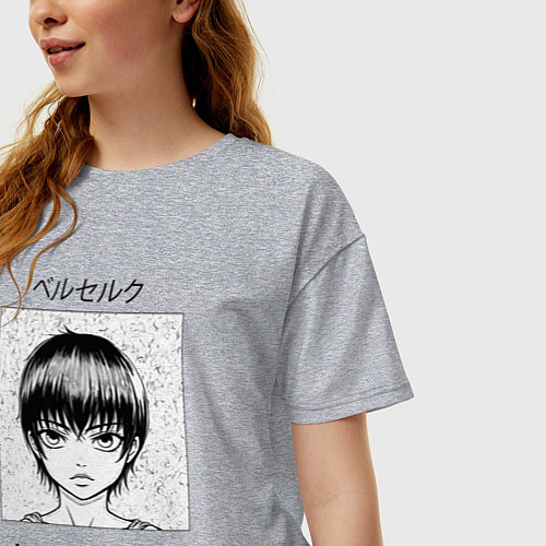 Женская футболка оверсайз Каска из аниме и манги берсерк / Меланж – фото 3