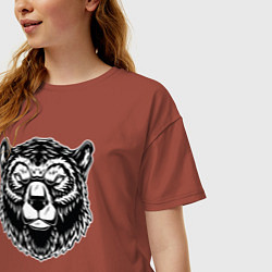 Футболка оверсайз женская Медвежья голова, цвет: кирпичный — фото 2
