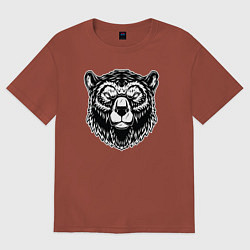 Футболка оверсайз женская Медвежья голова, цвет: кирпичный