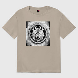 Женская футболка оверсайз Мандала-волк