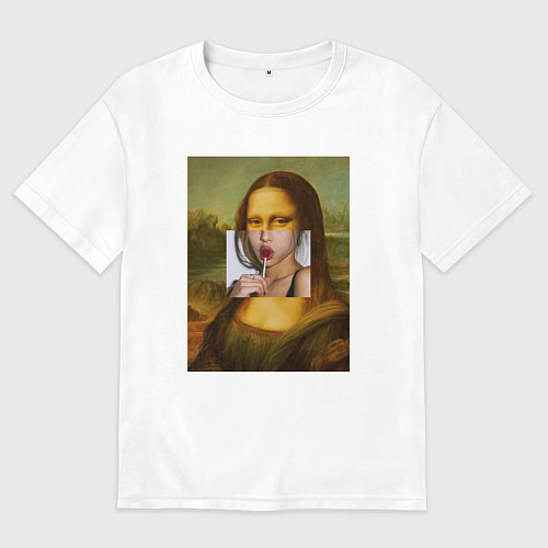 Женская футболка оверсайз Лиза с чупа чупсом / Белый – фото 1