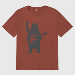 Футболка оверсайз женская Мишка рокер, цвет: кирпичный