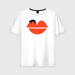Женская футболка оверсайз Kiss cat